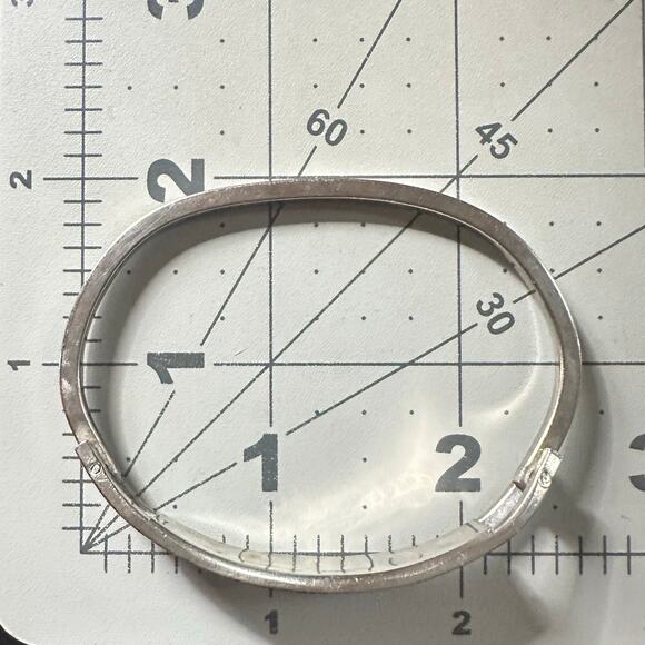 Taxco vintage 925 sterling silver onyx abalone inlay hinged bangle bracelet - Picture 10 of 11